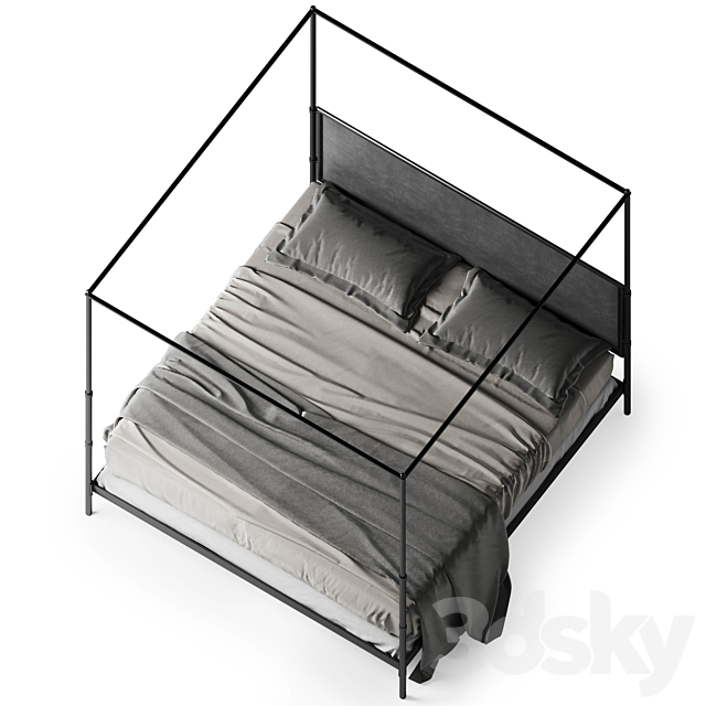 Restoration Hardware French iron bed V1 3DSMax File - thumbnail 4