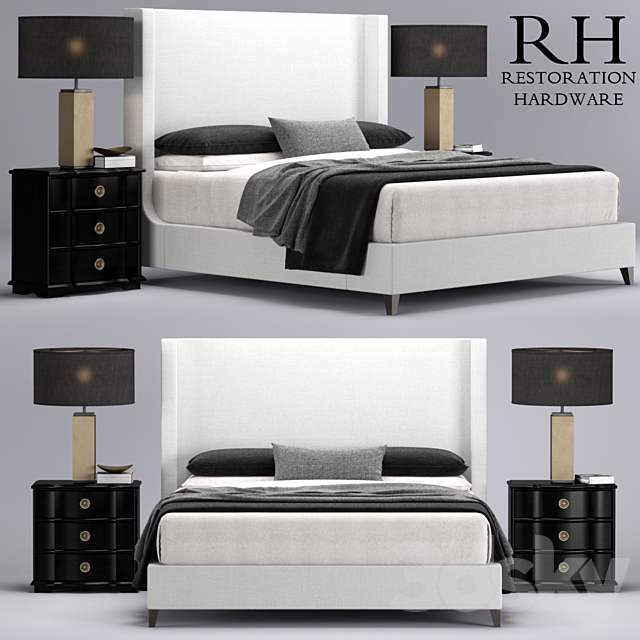 Restoration Hardware Grayson Sleigh bed 3DSMax File - thumbnail 1