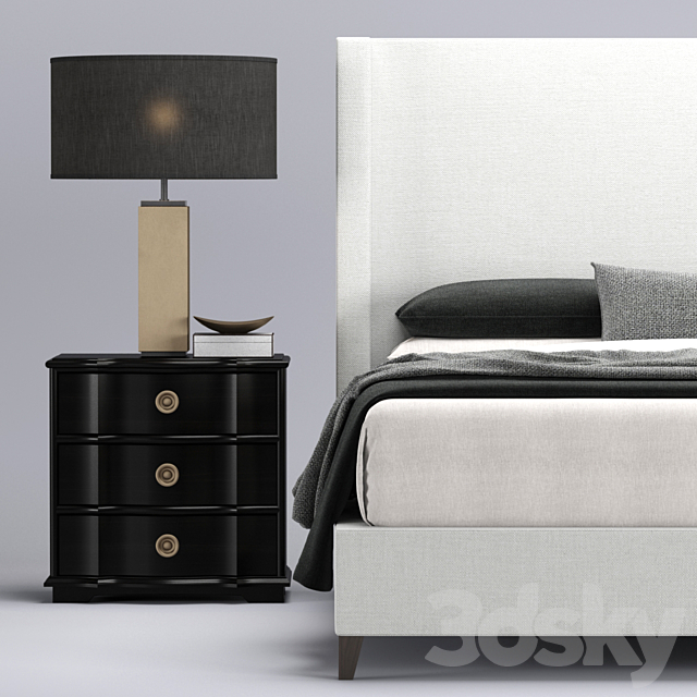 Restoration Hardware Grayson Sleigh bed 3DSMax File - thumbnail 2