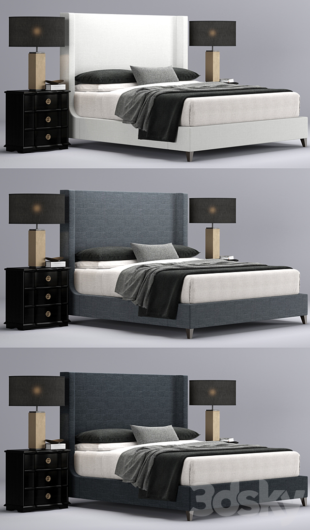 Restoration Hardware Grayson Sleigh bed 3DSMax File - thumbnail 3