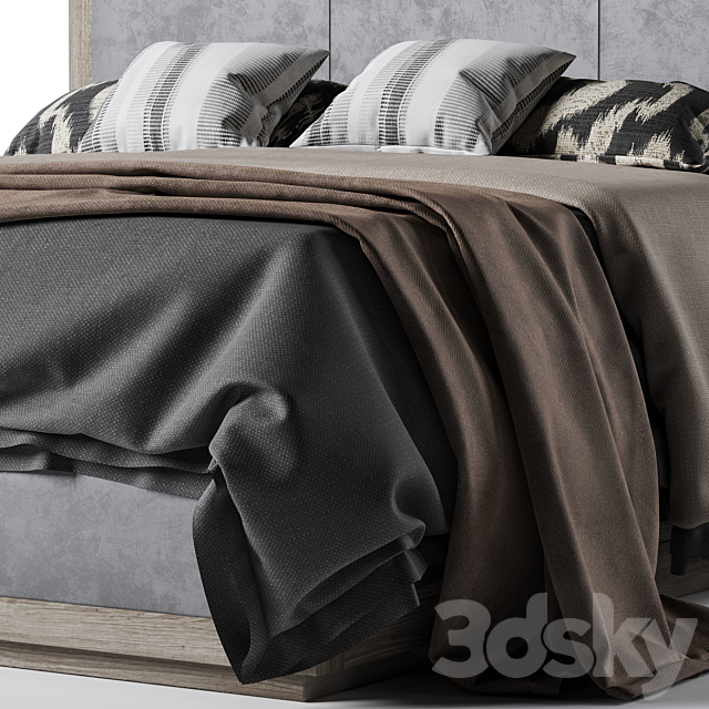 Restoration Hardware Kempton fabric platform bed 3DSMax File - thumbnail 4