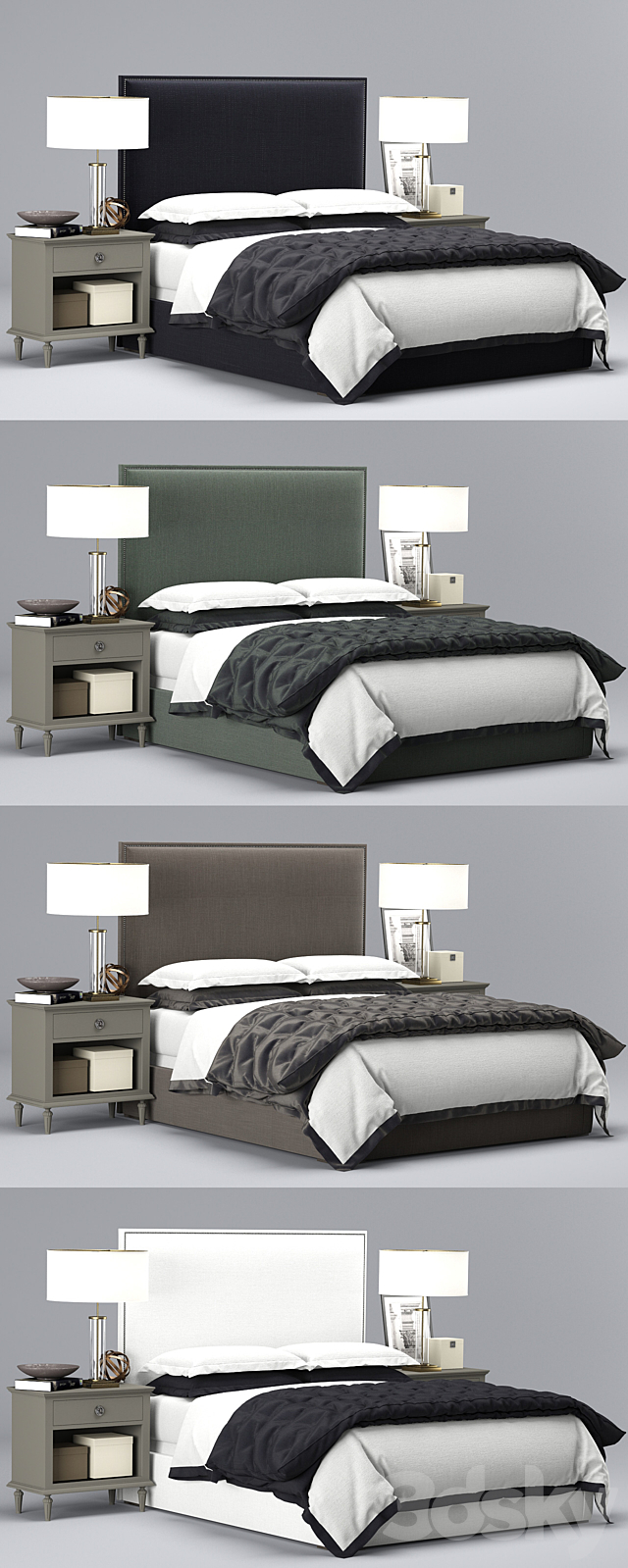 Restoration Hardware Lawson Non-Tufted bed 3DS Max Model - thumbnail 2