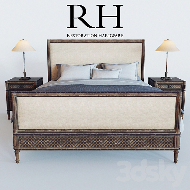 Restoration Hardware Louis XVI Treillage Bed 3DSMax File - thumbnail 1