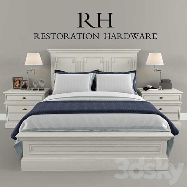 Restoration Hardware Panel Montpellier bed 3DSMax File - thumbnail 1