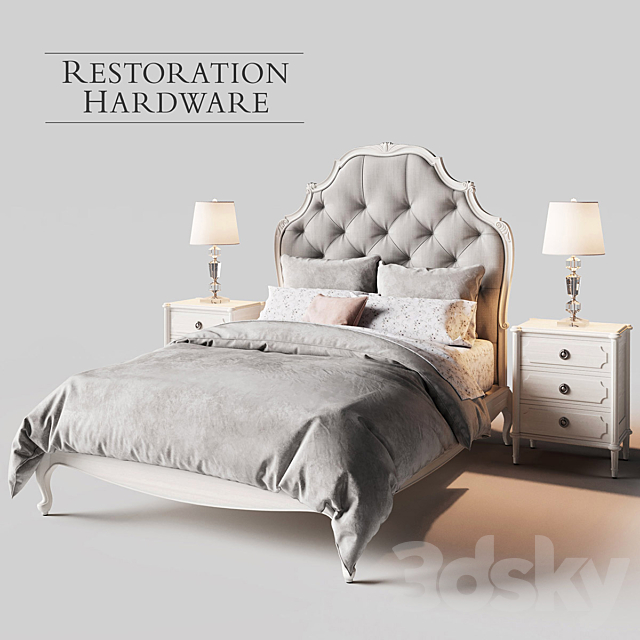 Restoration Hardware Paulette Tufted bed 3DS Max Model - thumbnail 1