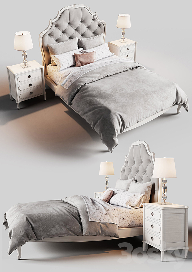 Restoration Hardware Paulette Tufted bed 3DSMax File - thumbnail 2