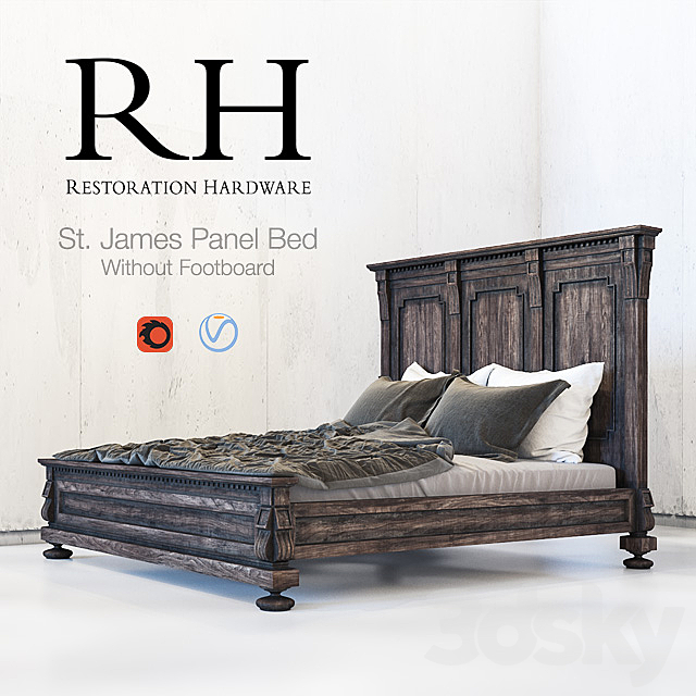 RESTORATION HARDWARE. St. James Panel Bed Without Footboard 3DSMax File - thumbnail 1