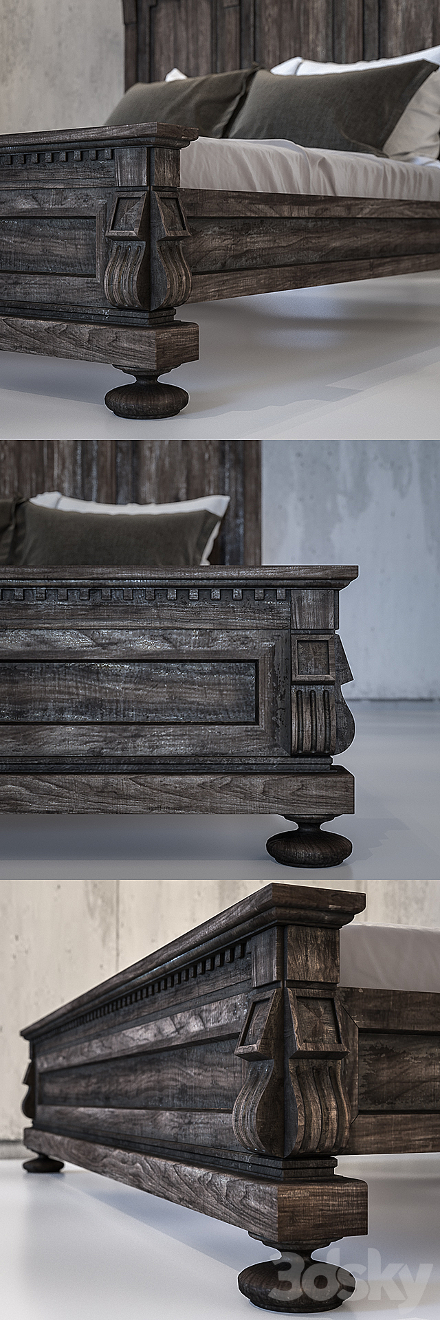 RESTORATION HARDWARE. St. James Panel Bed Without Footboard 3DSMax File - thumbnail 2