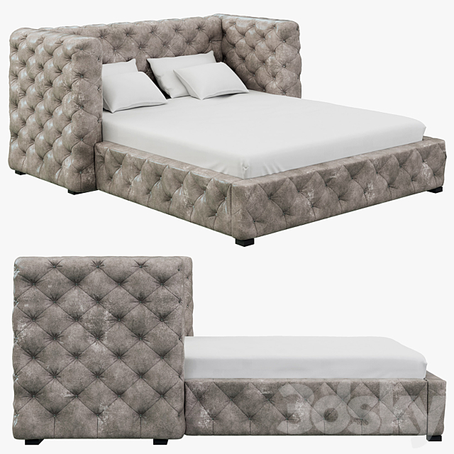 Restoration Hardware Tribeca Tufted Leather Platform Bed 3DSMax File - thumbnail 1