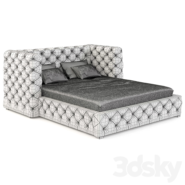 Restoration Hardware Tribeca Tufted Leather Platform Bed 3DSMax File - thumbnail 2