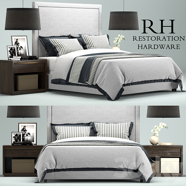 Restoration Hardware Wallace Upholstered bed 3DS Max Model - thumbnail 1