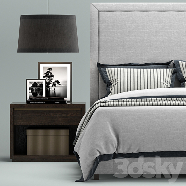 Restoration Hardware Wallace Upholstered bed 3DS Max Model - thumbnail 2