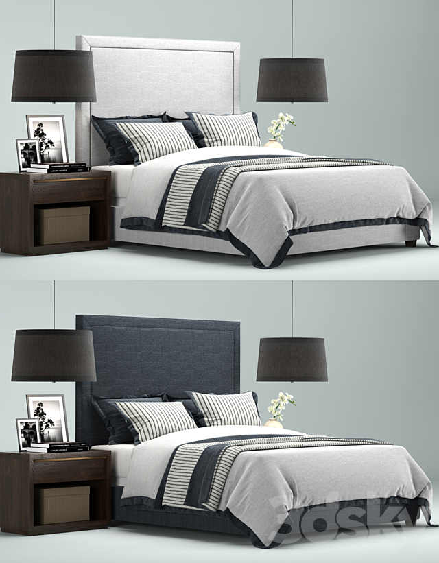 Restoration Hardware Wallace Upholstered bed 3DS Max Model - thumbnail 3