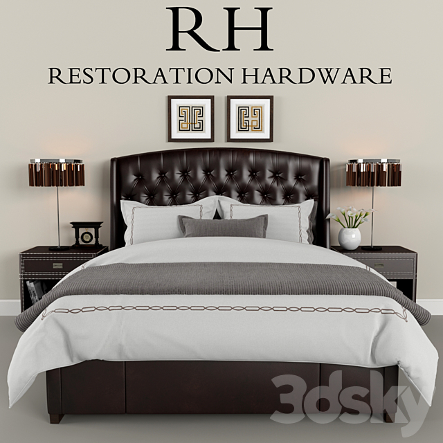 Restoration Hardware Warner Leather bed 3DSMax File - thumbnail 1