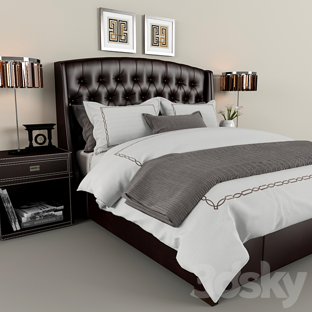 Restoration Hardware Warner Leather bed 3DSMax File - thumbnail 2