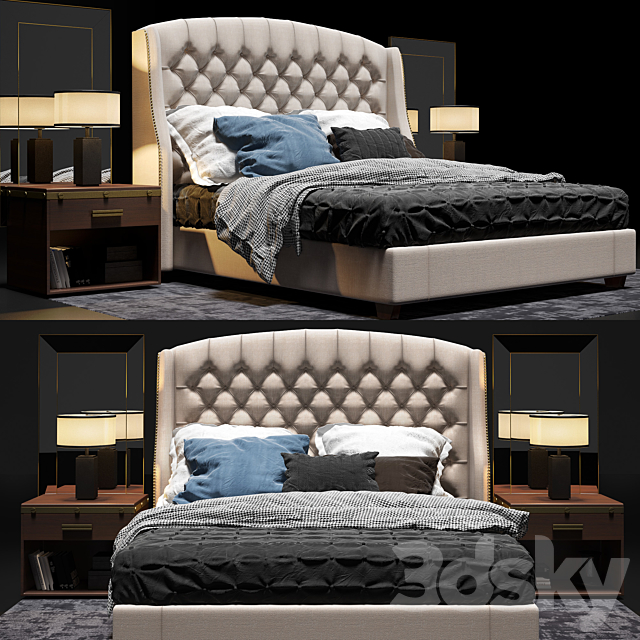 Restoration Hardware Warner Tufted Bed 3DSMax File - thumbnail 1