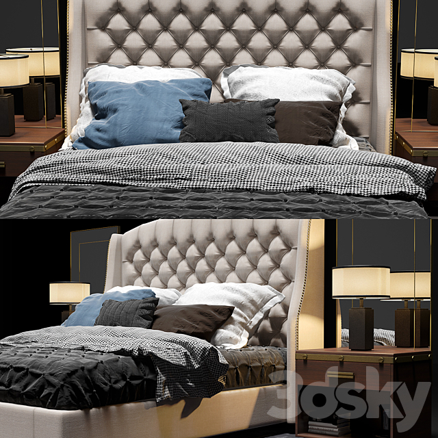 Restoration Hardware Warner Tufted Bed 3DSMax File - thumbnail 2