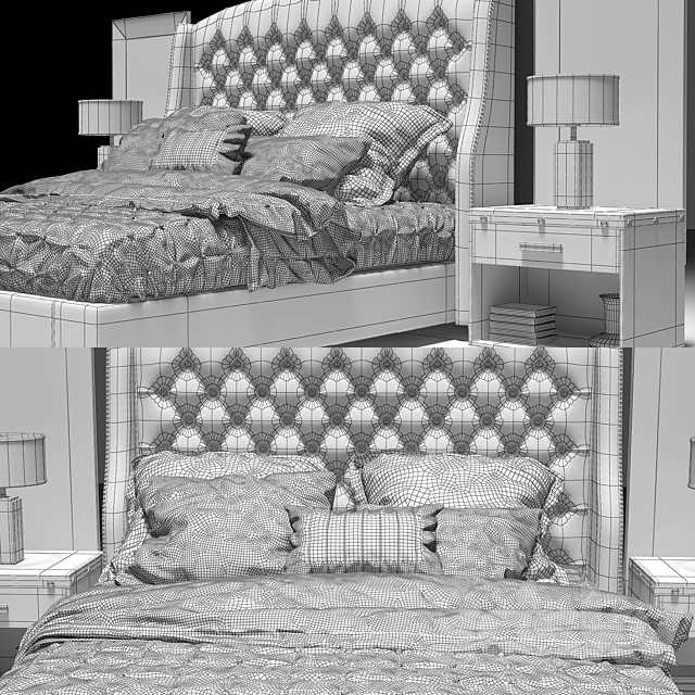 Restoration Hardware Warner Tufted Bed 3DSMax File - thumbnail 3