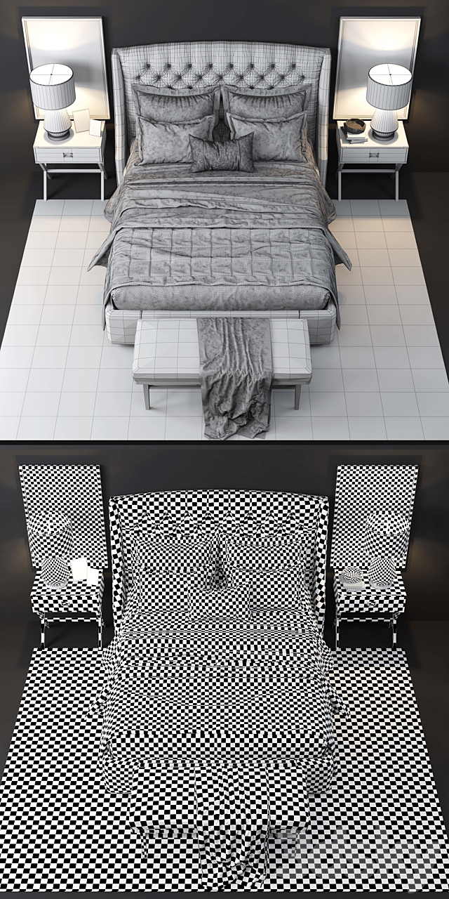 Restoration Hardware Warner Tufted Bed 3DSMax File - thumbnail 2