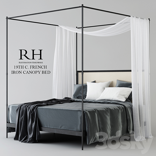 RH 19TH WITH FRENCH IRON CANOPY BED 3DSMax File - thumbnail 1