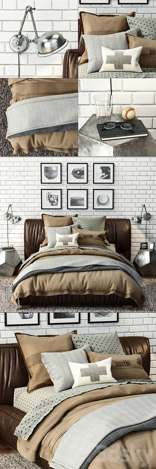 RH _ SONA UPHOLSTERED PLATFORM BED 3DSMax File - thumbnail 1