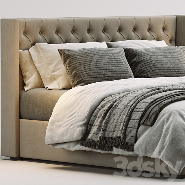 RH Adler Shelter Diamond Tufted Fabric Bed 3DSMax File - thumbnail 3