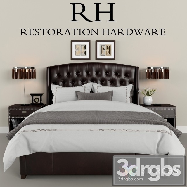 RH Churchill Fabric Bed 3dsmax Download - thumbnail 1