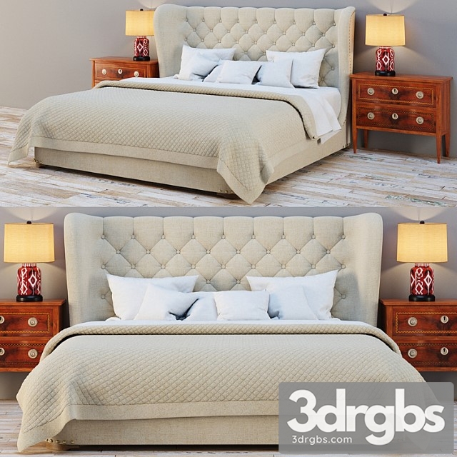 Rh Churchill Fabric Sleigh Bed 3dsmax Download - thumbnail 1