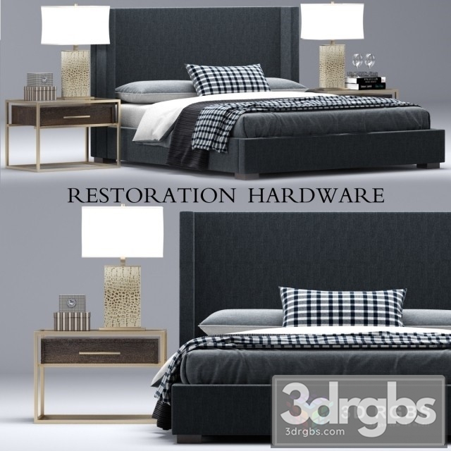 RH Fabric Luxury Bed 3dsmax Download - thumbnail 1