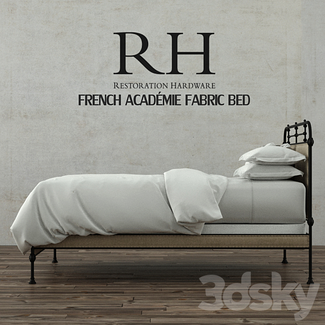 RH FRENCH ACADÉMIE FABRIC BED 3DS Max Model - thumbnail 2