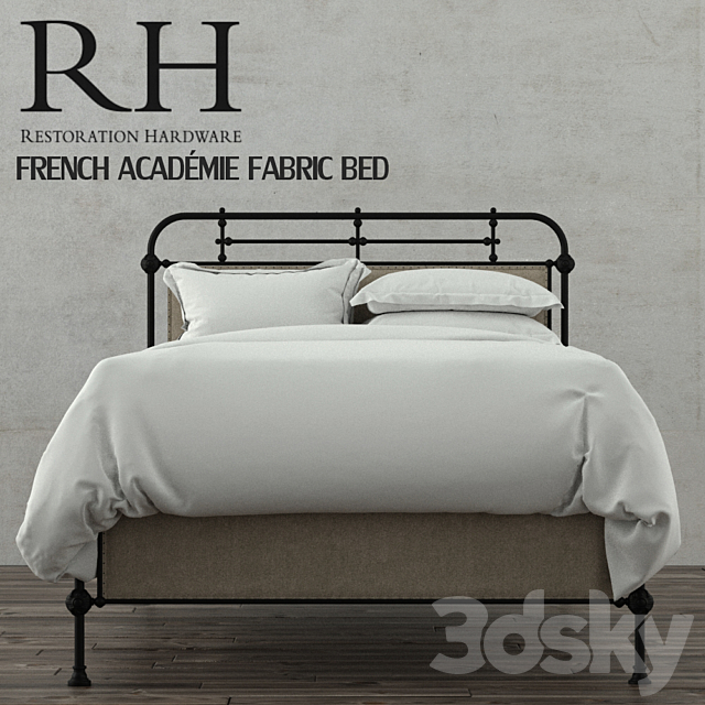 RH FRENCH ACADÉMIE FABRIC BED 3DS Max Model - thumbnail 3