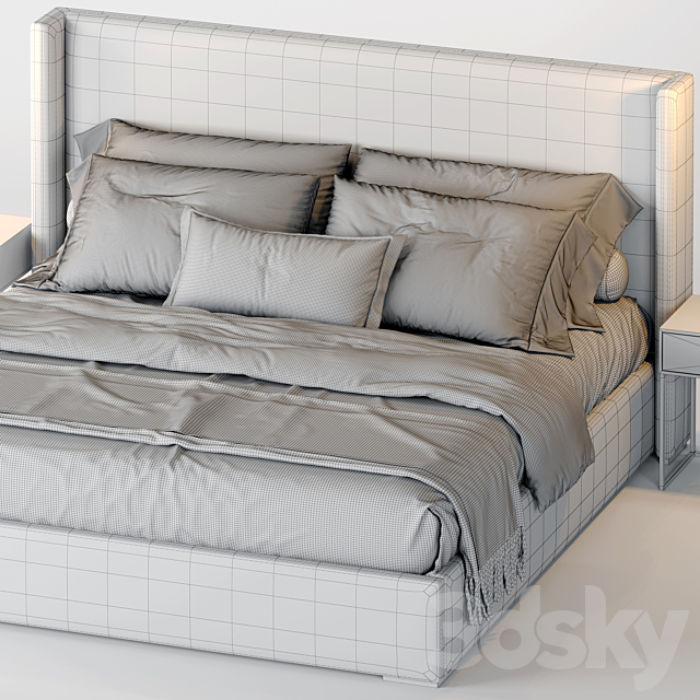 RH Lawson Shelter Nontufted Fabric Bed 3DS Max Model - thumbnail 3