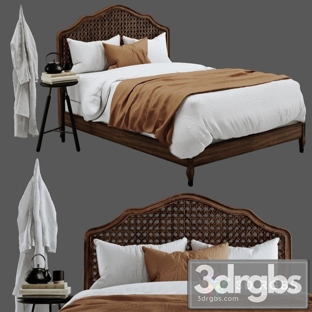 RH Lorraine Caned Bed 3dsmax Download - thumbnail 1