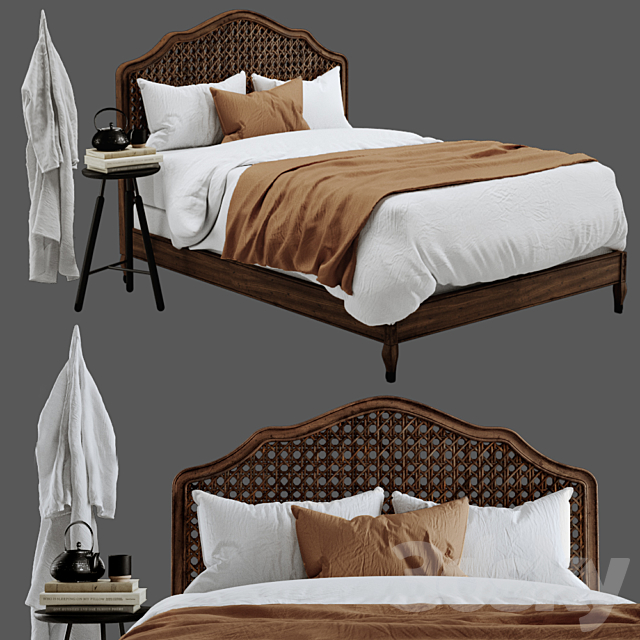 RH Lorraine Caned Bed 3DSMax File - thumbnail 1