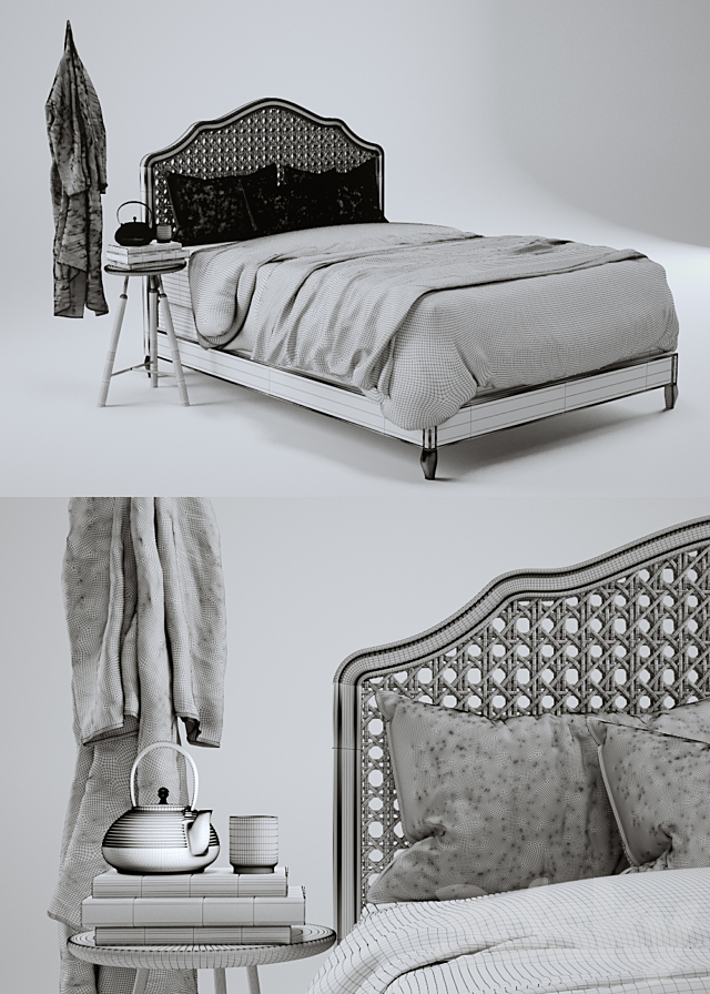 RH Lorraine Caned Bed 3DSMax File - thumbnail 3