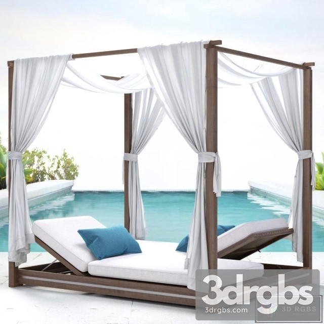 RH Malta Canopy Double Chaise 3dsmax Download - thumbnail 1