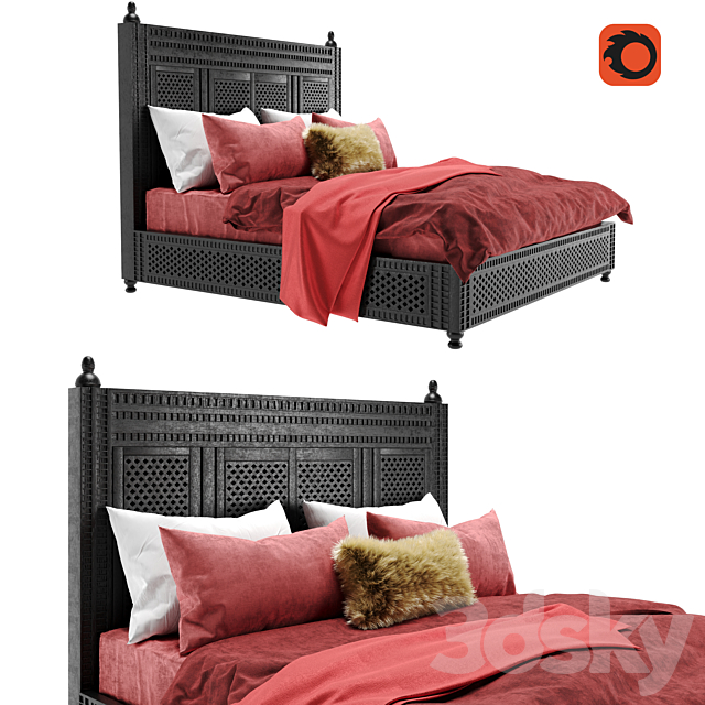 RH Miraya Bed 3DS Max Model - thumbnail 1