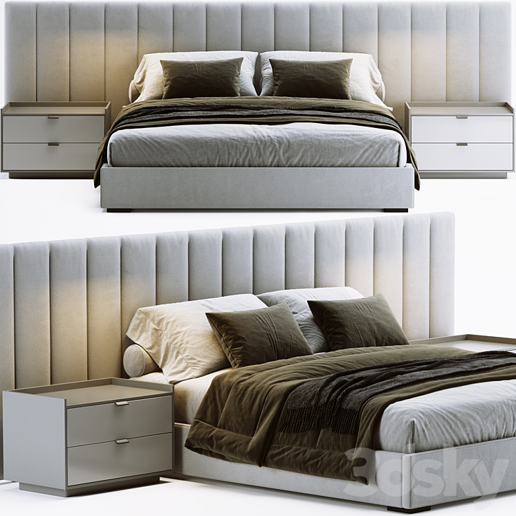 RH Modena Bed 3DS Max Model - thumbnail 1