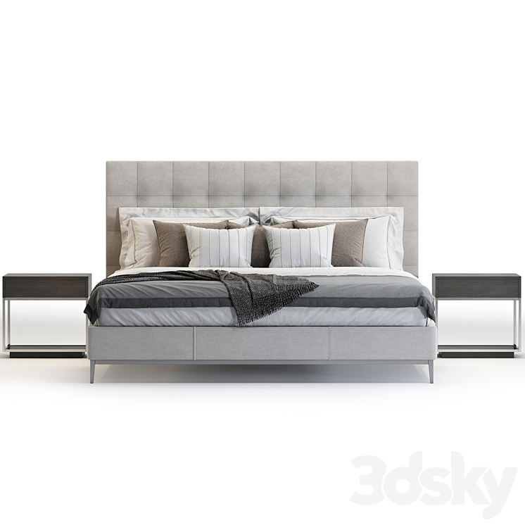 RH MODENA FABRIC BOX-TUFTED PANEL PLATFORM BED 3DS Max Model - thumbnail 2