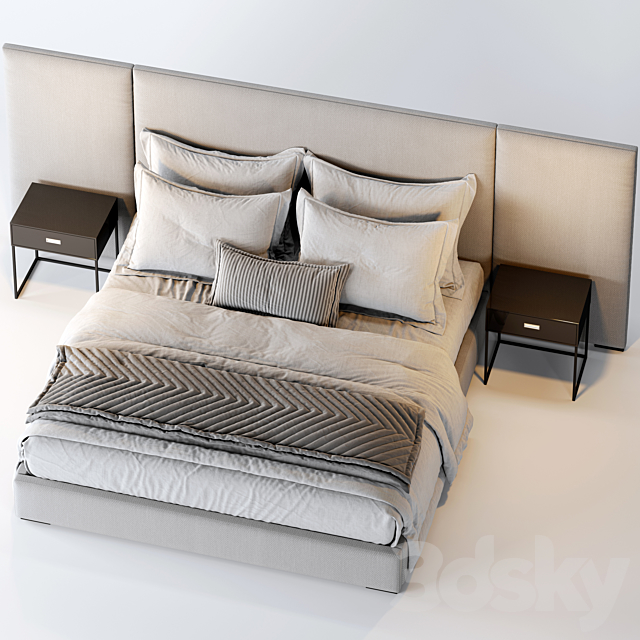 RH Modena Non Tufted Extended Bed 3DS Max Model - thumbnail 3