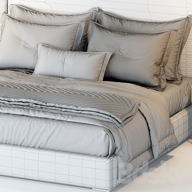 RH Modena Non Tufted Extended Bed 3DS Max Model - thumbnail 4