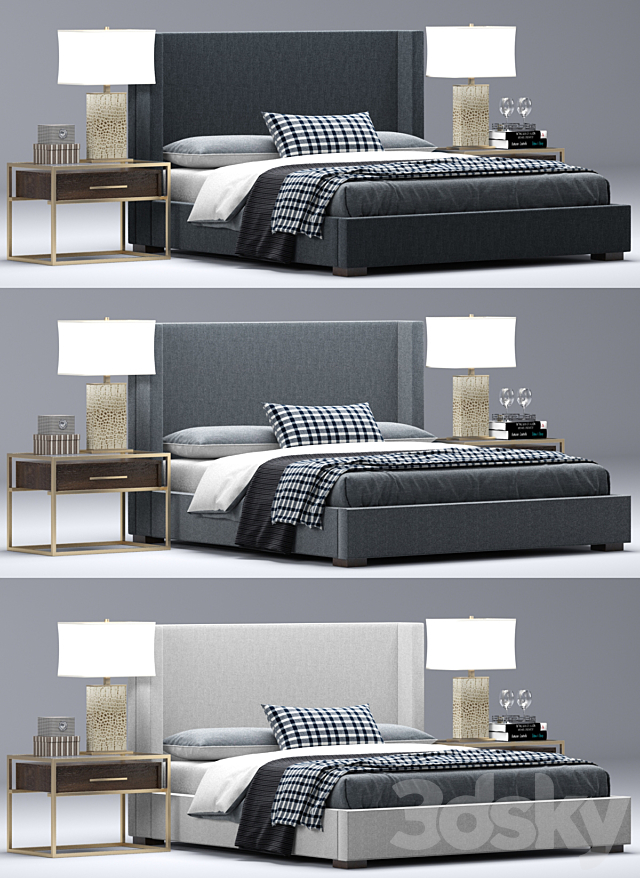 RH Modern custom shelter platform bed 3DSMax File - thumbnail 2