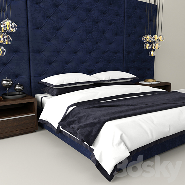 RH Modern custom tufted platform bed 3DSMax File - thumbnail 2