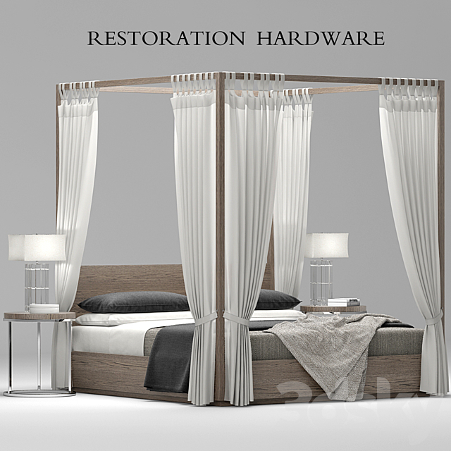 RH Modern Machinto Four-poster bed 3DSMax File - thumbnail 1