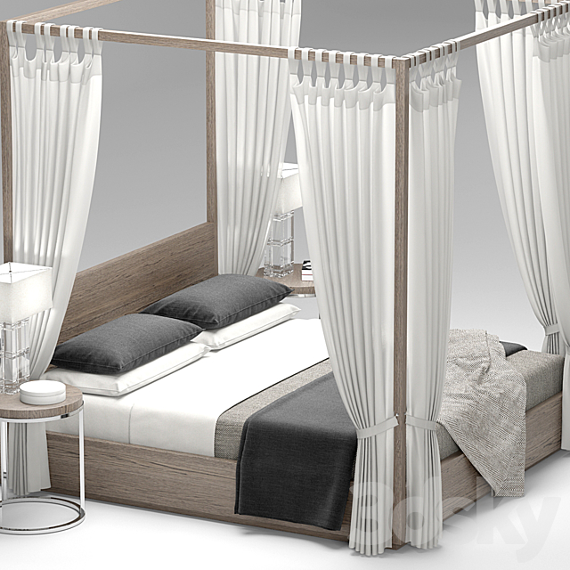 RH Modern Machinto Four-poster bed 3DSMax File - thumbnail 3