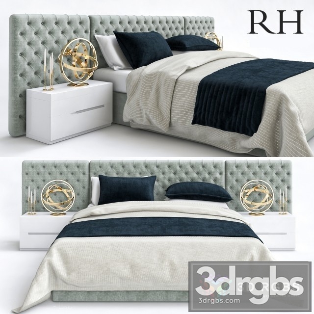 RH Neoclassic Fabric Bed 3dsmax Download - thumbnail 1