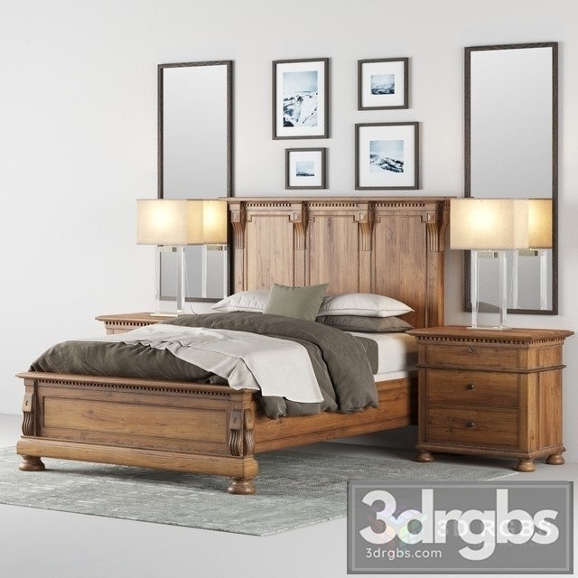 RH ST James Panel Bed 3dsmax Download - thumbnail 1