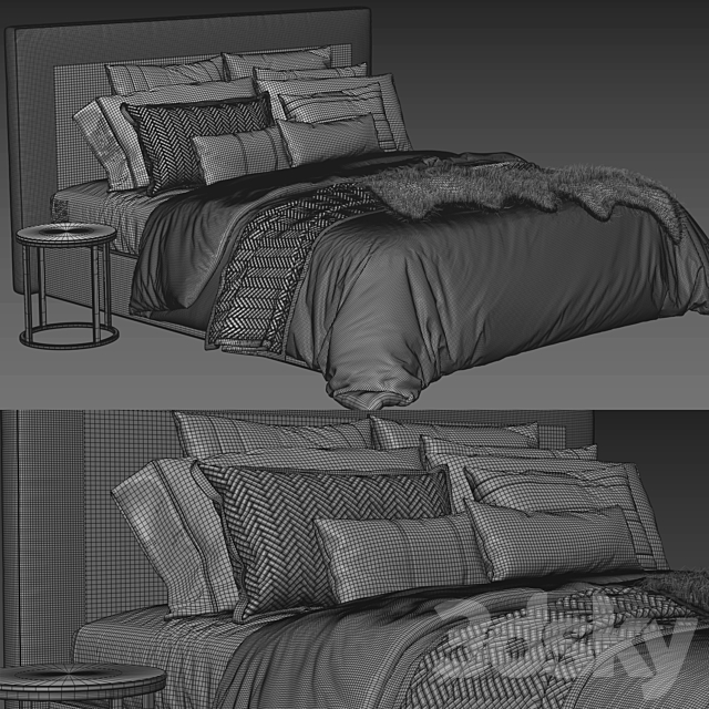 RH Sullivan Fabric Bed 3DS Max Model - thumbnail 3