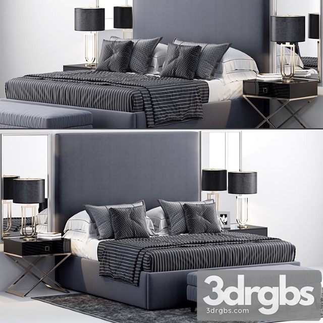 Rh sullivan upholstered platform bed 2 3dsmax Download - thumbnail 1