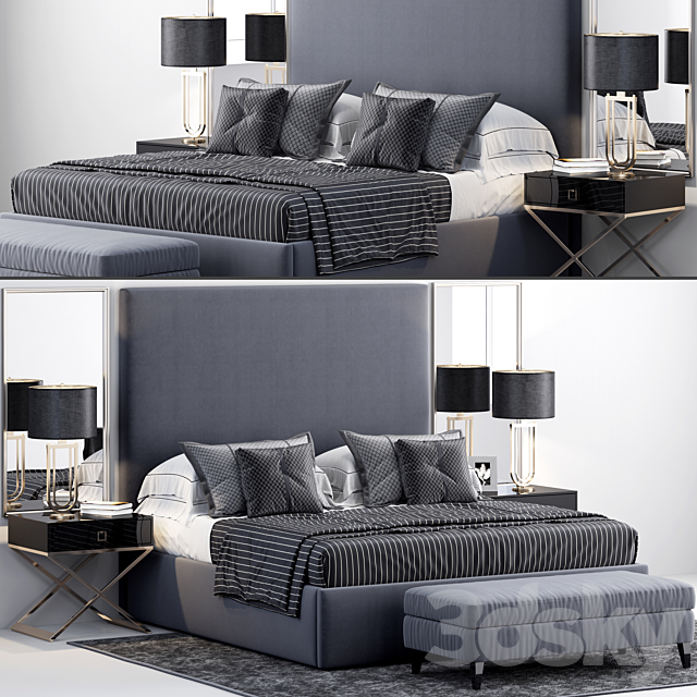 RH Sullivan Upholstered Platform Bed 3DSMax File - thumbnail 1